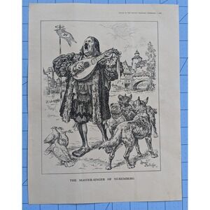 1938 Vintage Print Political Cartoon Hitler Nuremberg